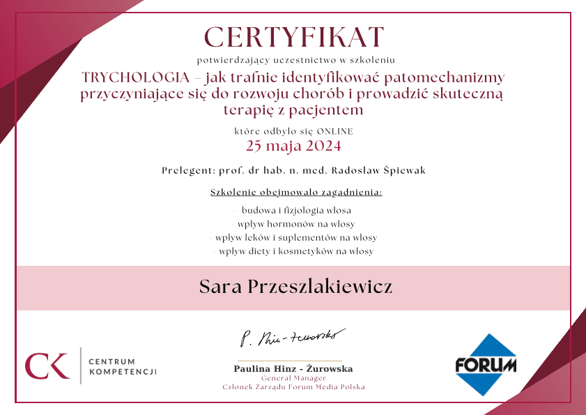 Certyfikat Trychologia 1 1